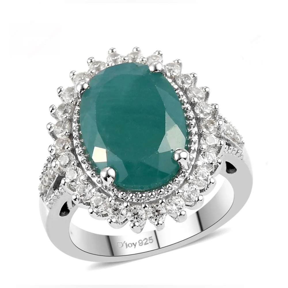 Grandidierite & Zircon, Platinum over Sterling Silver Ring Size 8